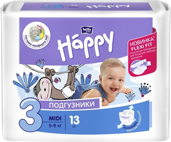 Підгузки дитячі Bella Baby Happy 3 (5-9 кг), 13 шт. фото