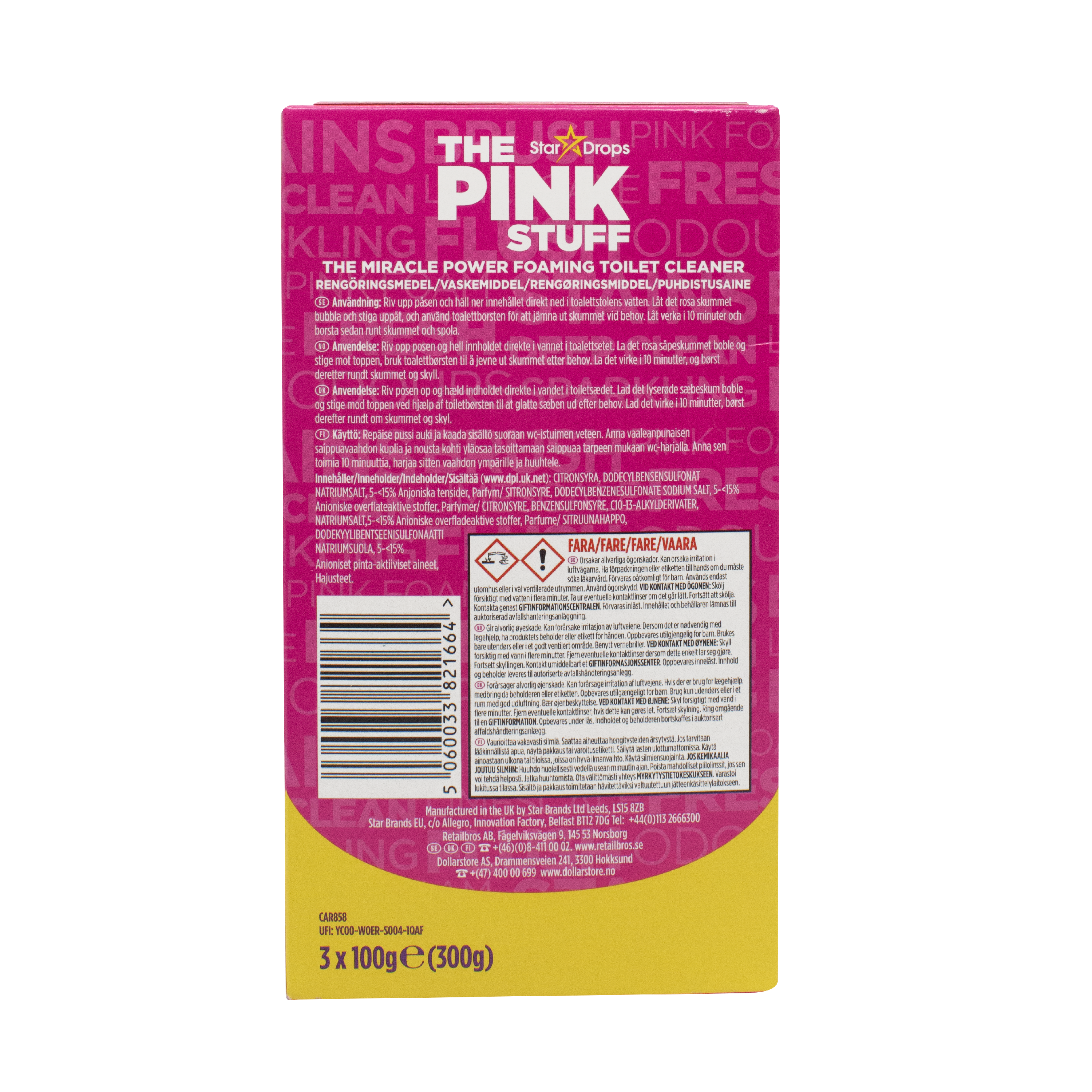 Порошок для чистки унитаза The Pink Stuff 300 г (3 x 100 г) фото2
