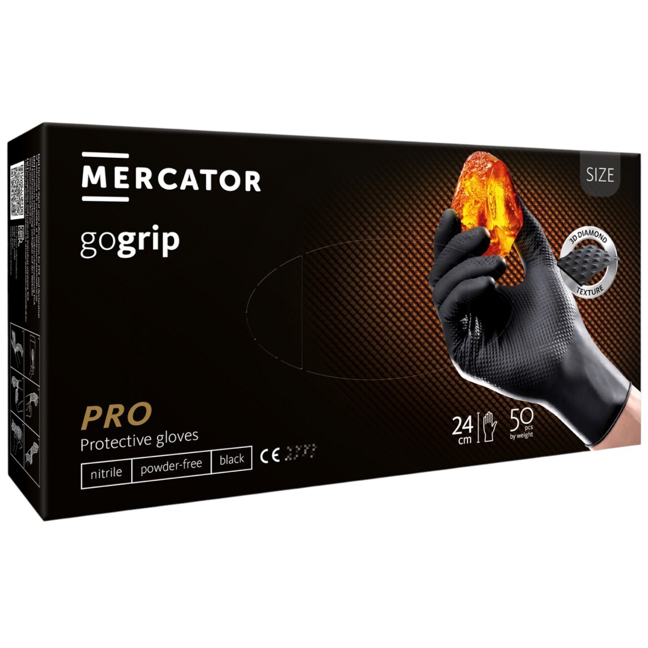 Перчатки нитриловые универсальные Mercator gogrip M black A4 фото2
