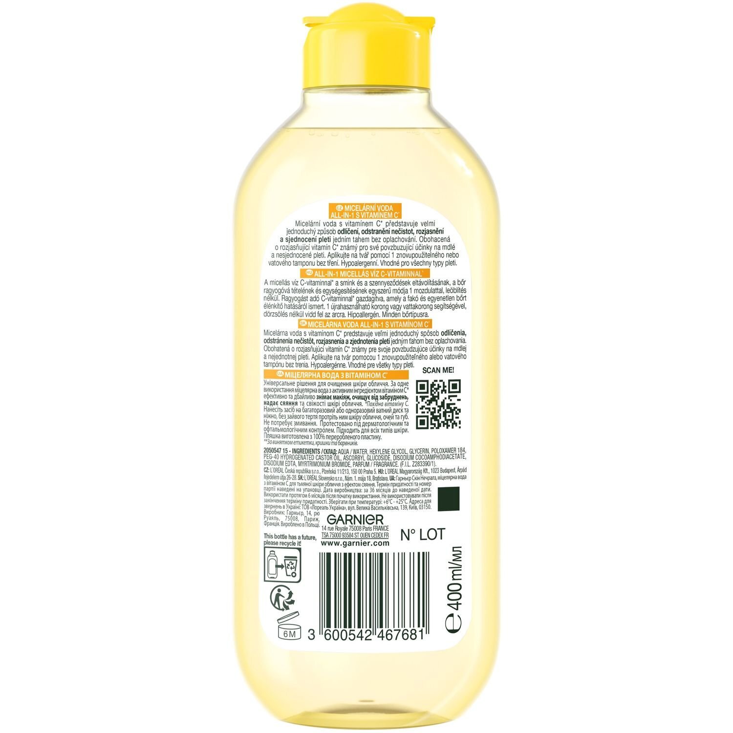 Мицеллярная вода Garnier Skin Naturals с витамином С для тусклой кожи 400 мл фото2
