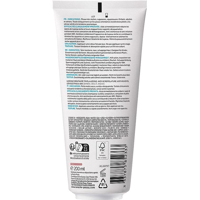 Молочко для тела La Roche Posay Lipikar Lait Urea 10% увлажняющее 200 мл фото3