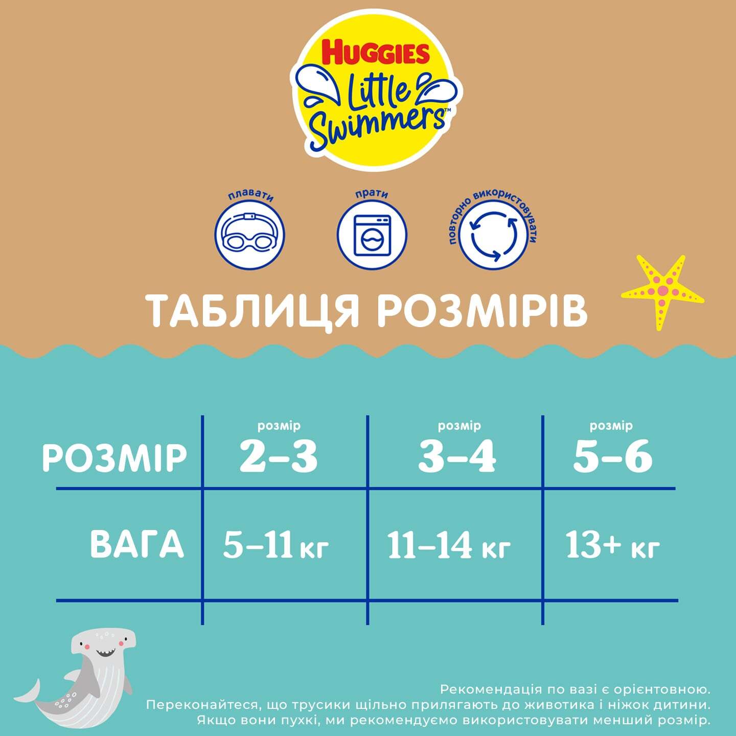 Многоразовые подгузники-трусики для плавания Huggies Little Swimmers, 3-4 (11-14 кг), 1 шт. фото