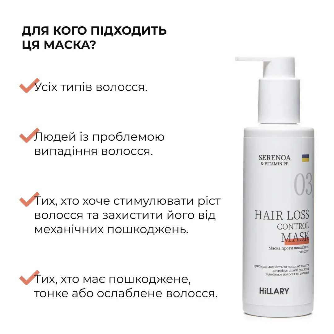 Маска Hillary Serenoa &amp; РР Hair Loss Control против выпадения волос 200 мл фото