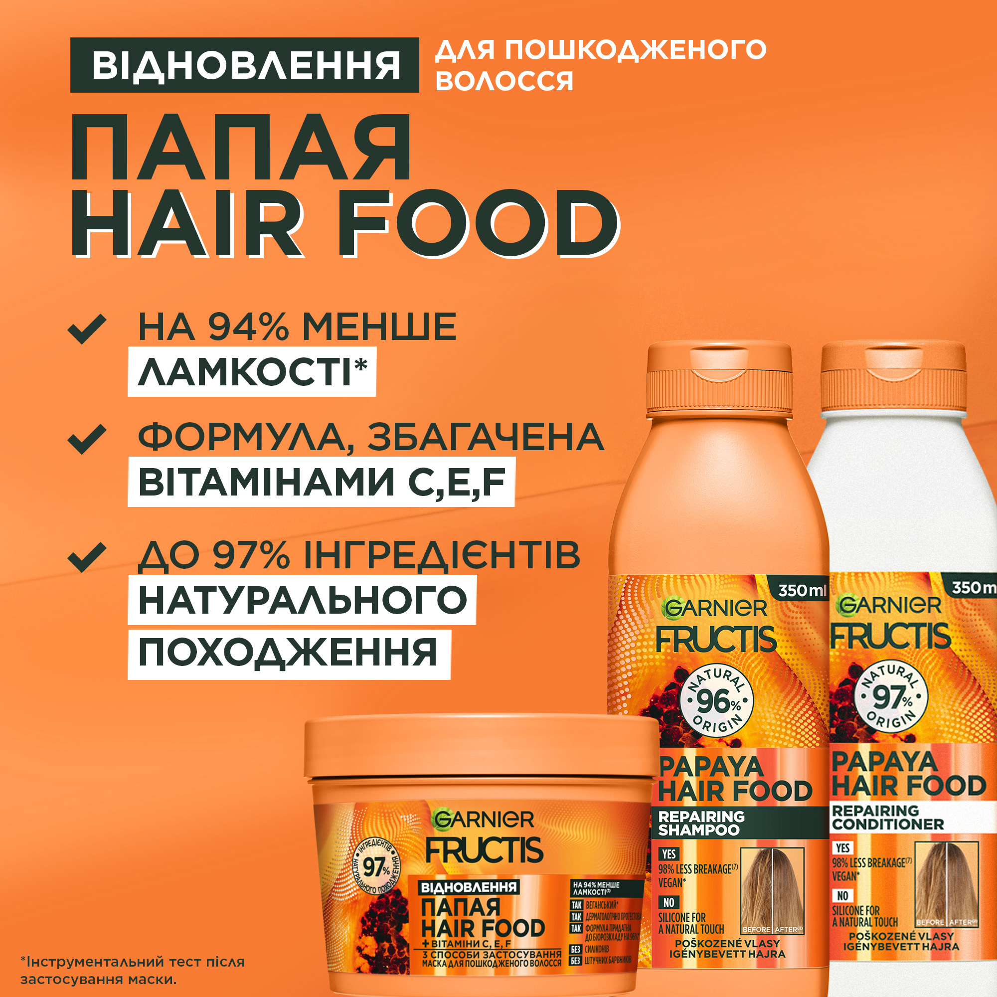 Маска Garnier Fructis Hair Food Papaya для поврежденных волос 400 мл фото2