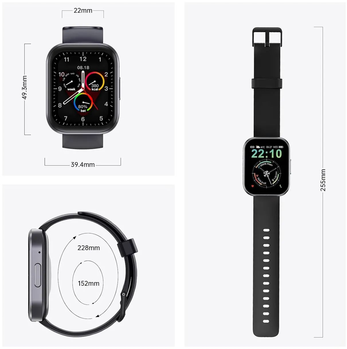 Смарт-годинник Oukitel BT103 Black (6931940767064) фото2