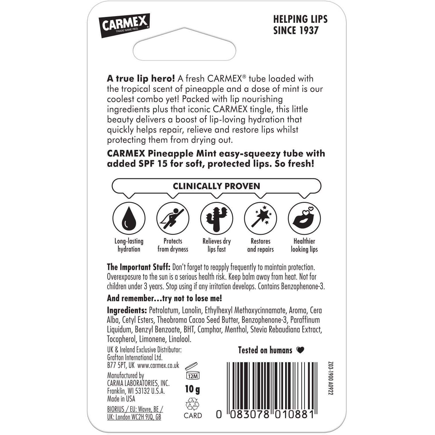 Бальзам для губ Carmex зі смаком ананаса та м'яти 10 г фото3