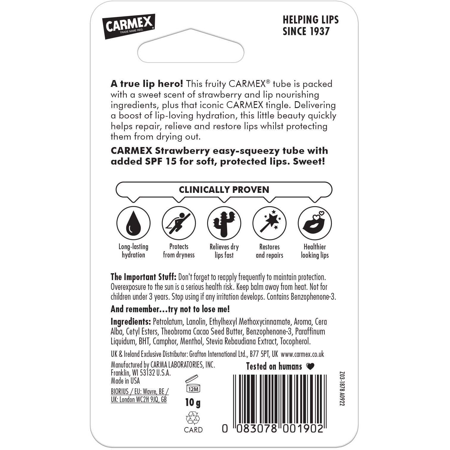 Бальзам для губ Carmex со вкусом клубники 10 г фото3