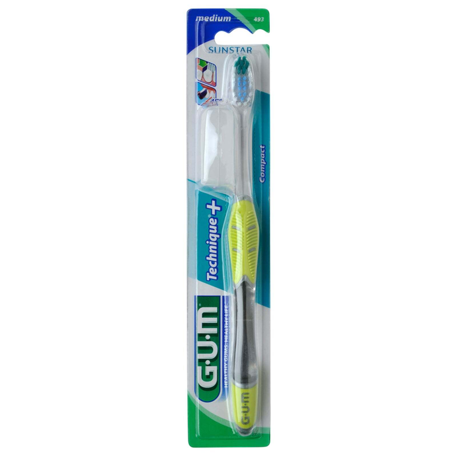 Зубна щітка GUM Technique PLUS компактна середньо-м'яка в асортименті фото3
