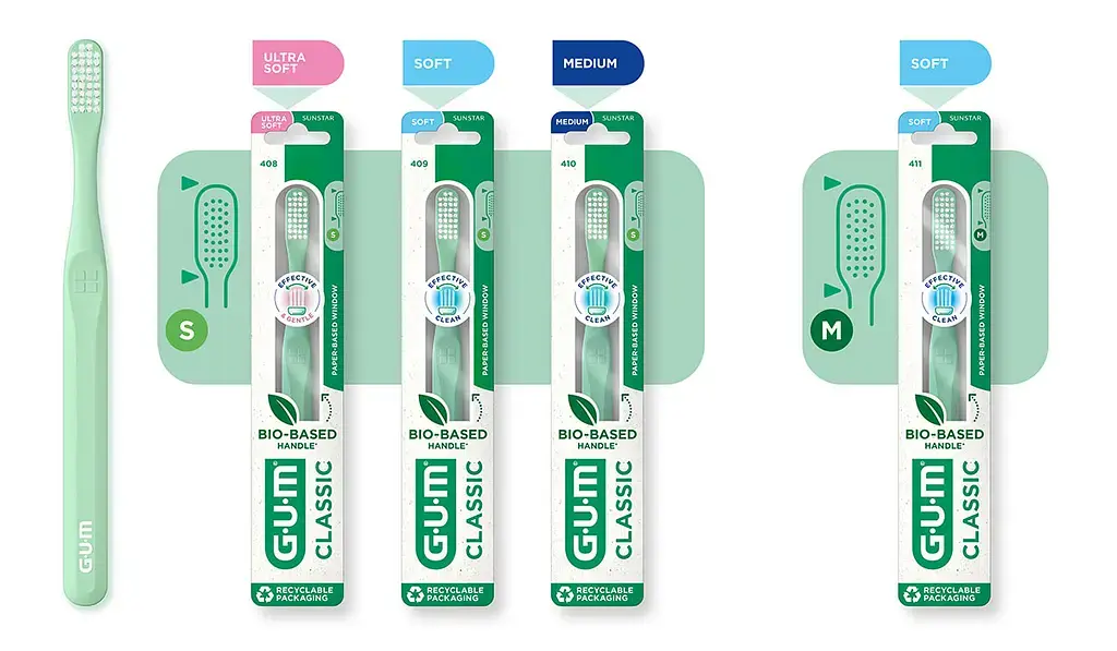 Зубная щетка GUM Classic Bio-Based Handle мягкая бирюзовая фото8