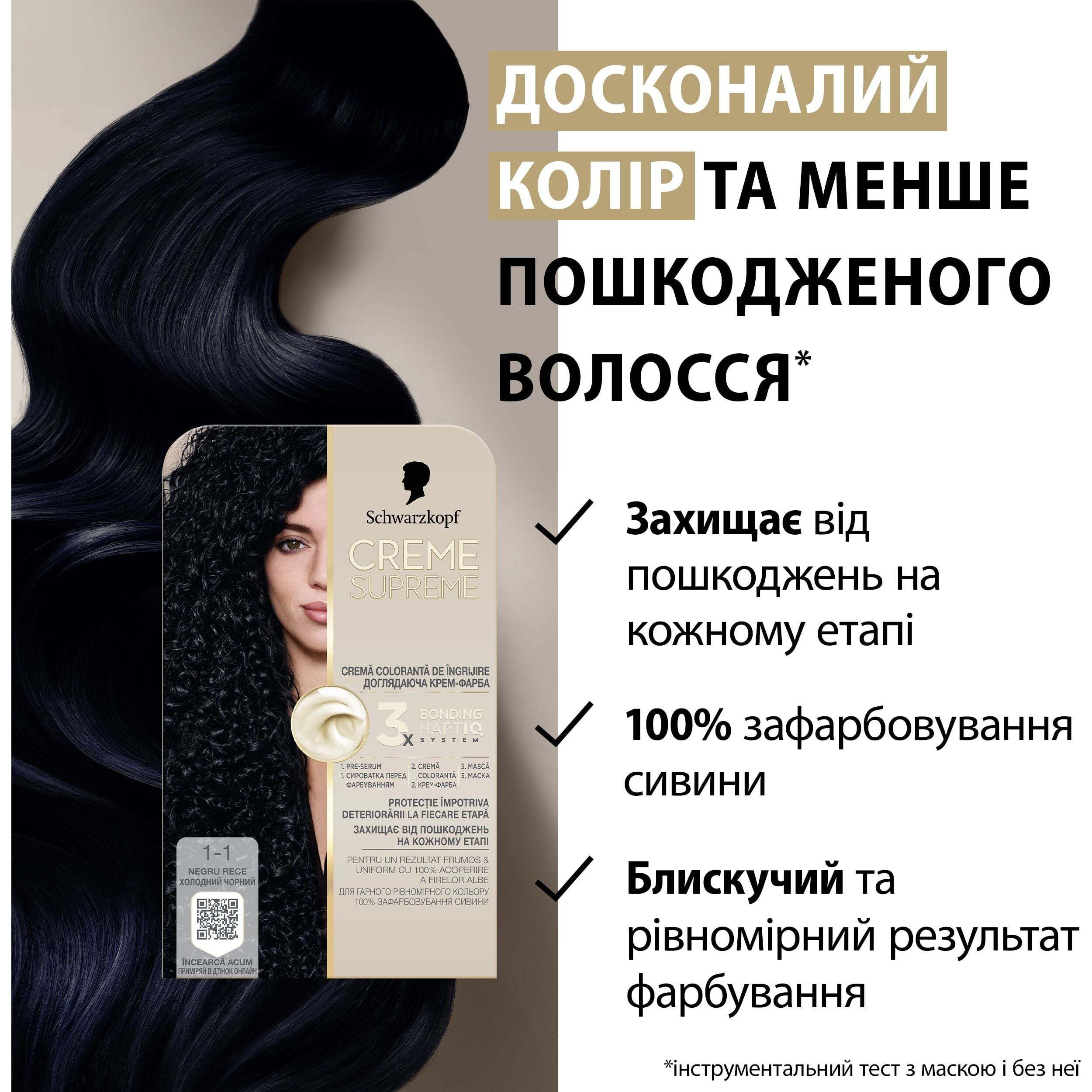 Краска для волос Creme Supreme №1-1 холодный черный фото12