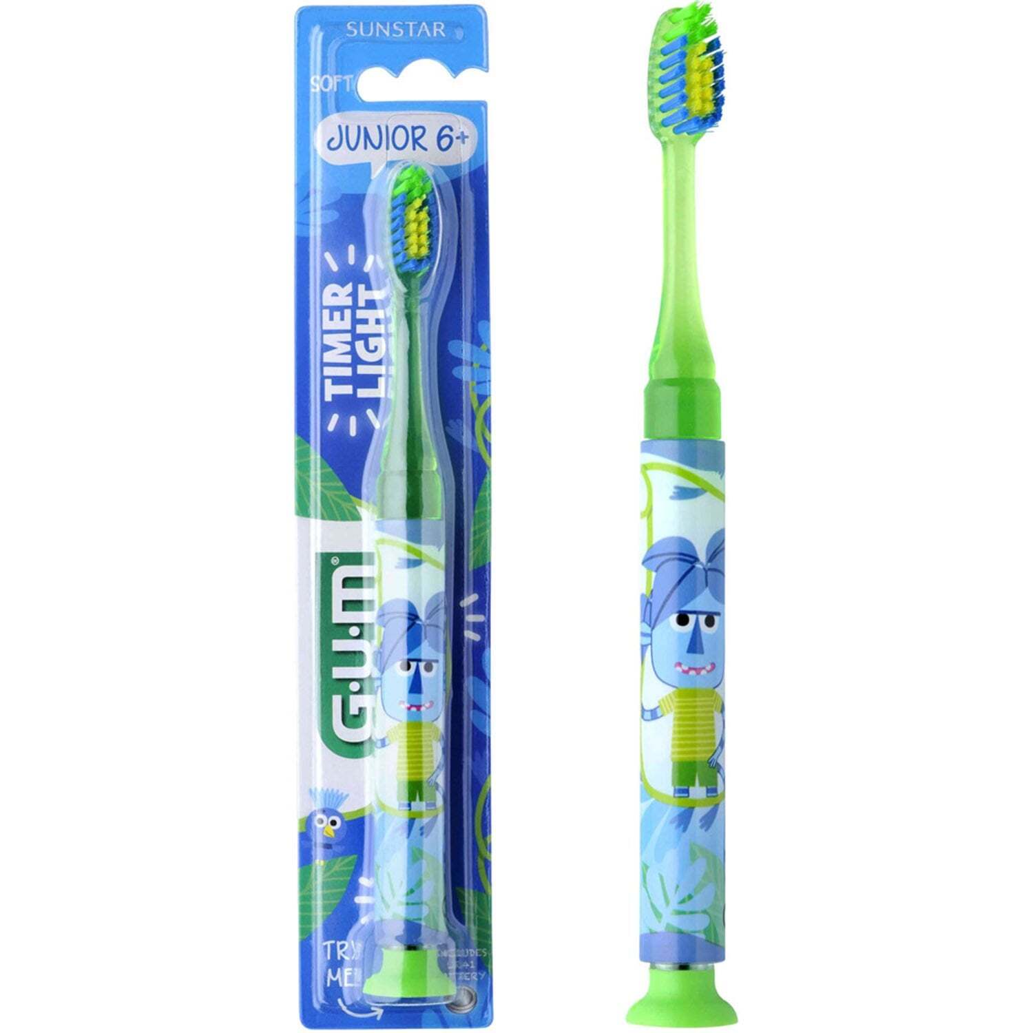 Зубна щітка GUM Junior Monster Light-Up м'яка фото