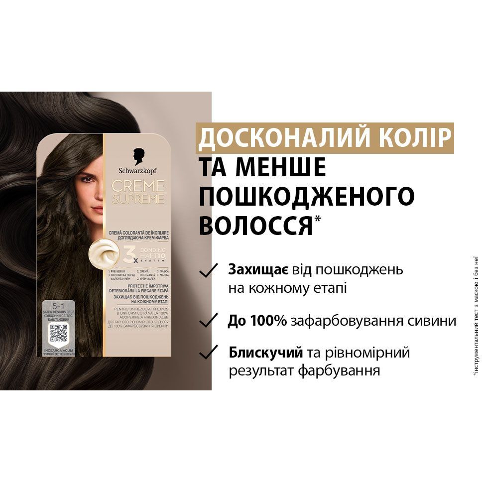Краска для волос Creme Supreme №5-1 холодный светло-каштановый фото