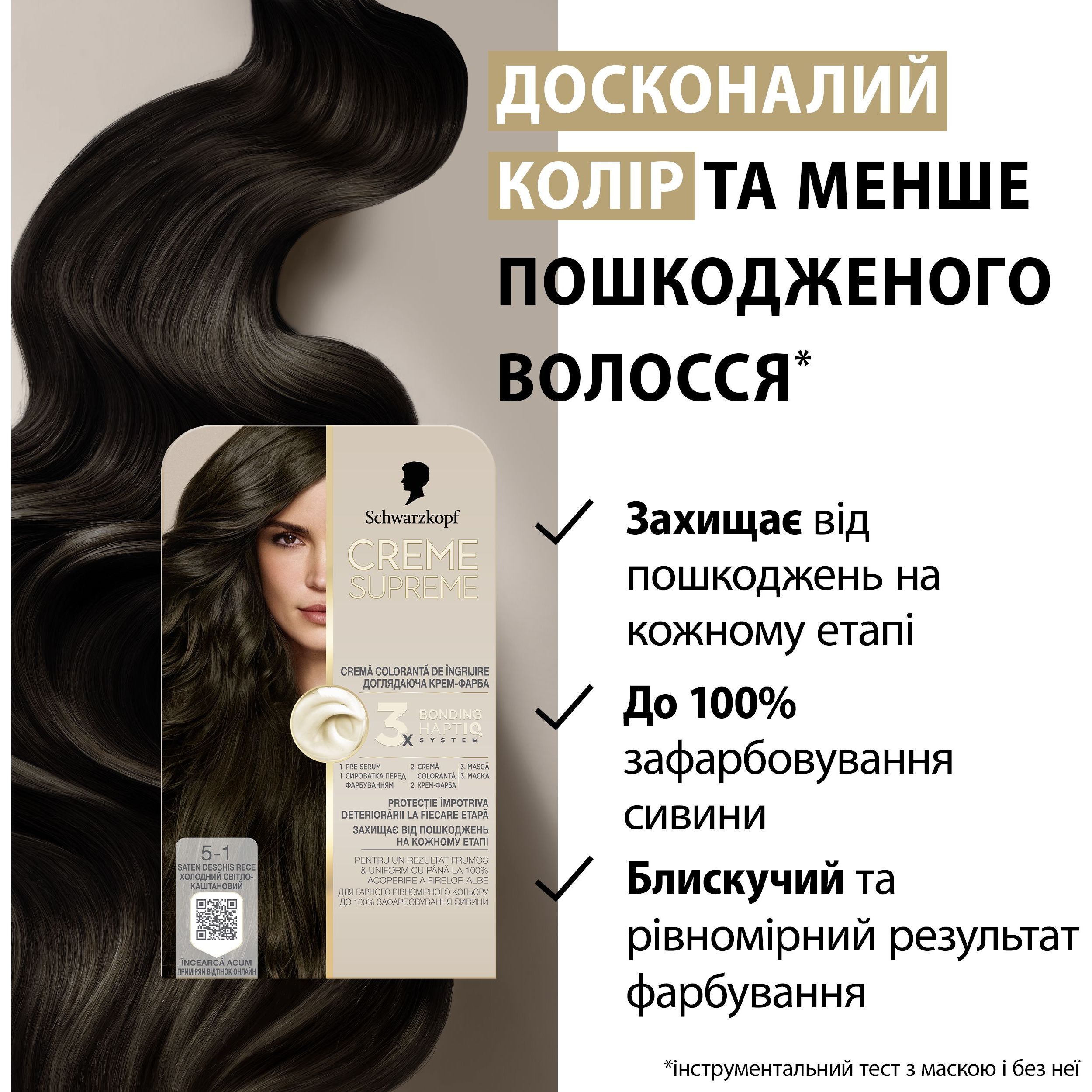 Краска для волос Creme Supreme №5-1 холодный светло-каштановый фото