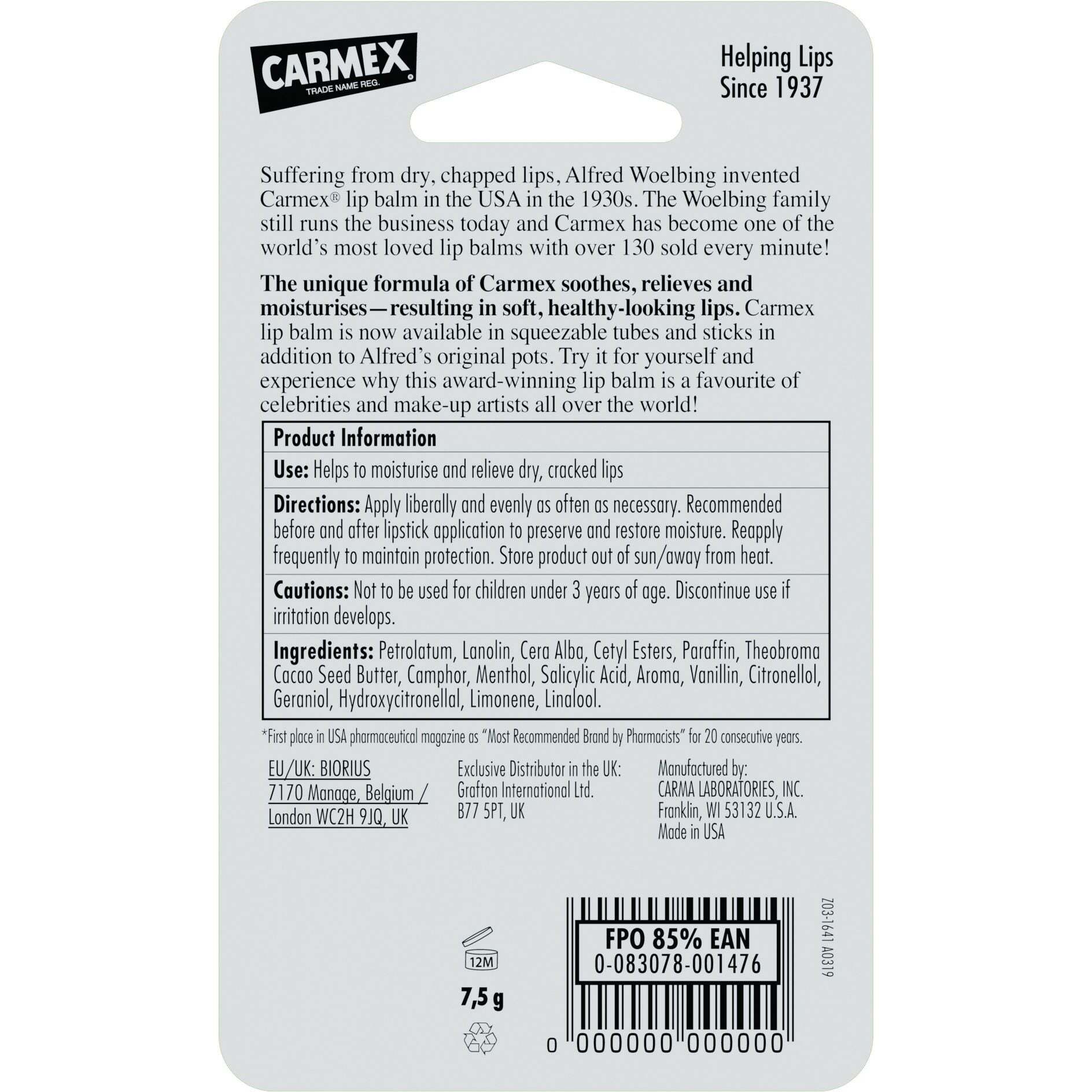 Бальзам для губ в баночке Carmex Классический 7.5 г фото4