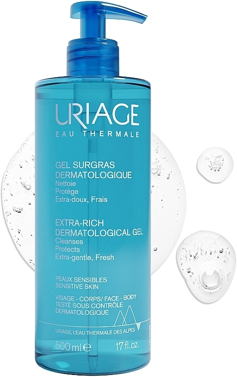 Дерматологический гель Uriage Extra-Rich Dermatological Очищающий 500 мл фото