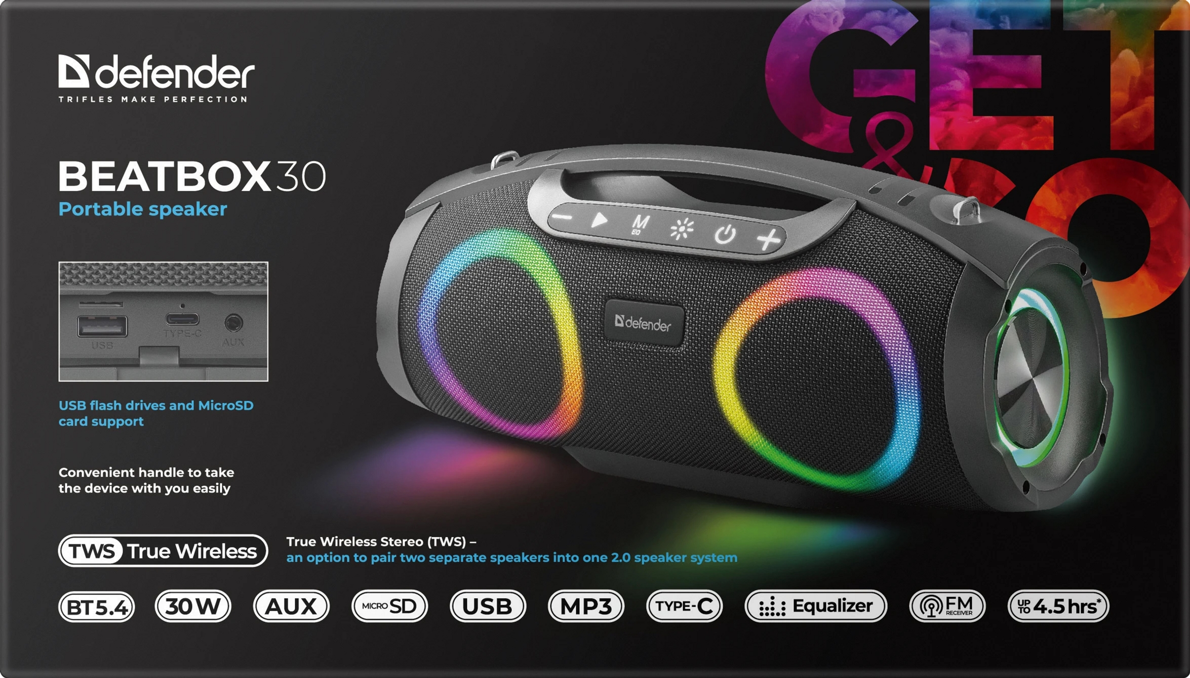 Акустическая система 1.0 Defender Beatbox 30, 30Вт Black фото11