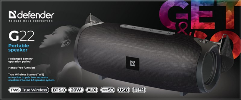 Акустическая система 1.0 Defender G22 20W, BT/FM/TF/USB/AUX/TWS фото6