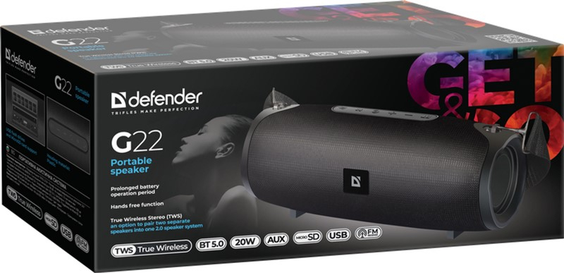 Акустическая система 1.0 Defender G22 20W, BT/FM/TF/USB/AUX/TWS фото5