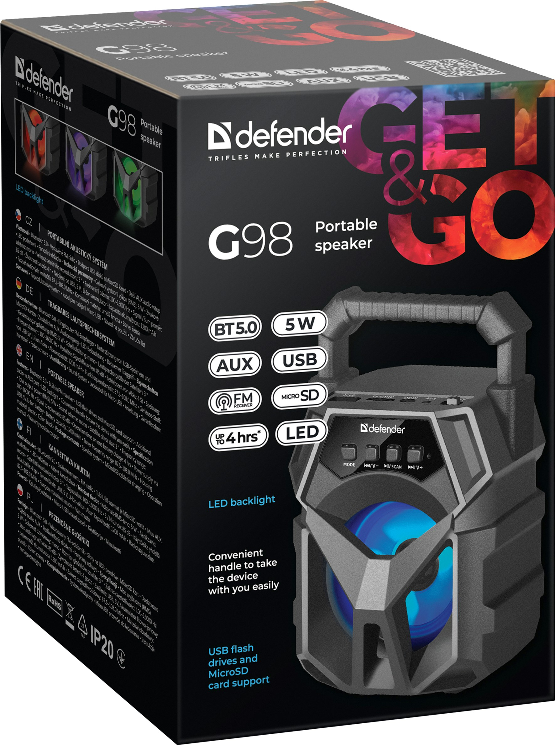 Акустическая система 1.0 Defender G98 5Вт /BT/TF/USB/AUX/Light фото8