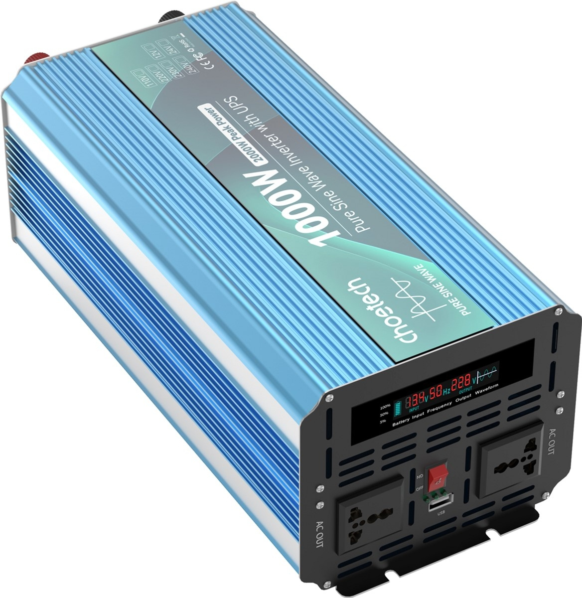 Інвертор автомобільний Choetech 1000Вт (INV-C1000WUPS-EU) фото