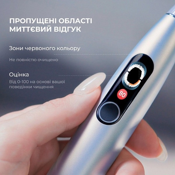 Розумна зубна електрощітка Oclean X Plus Pro Digital Silver (6970810556179) фото3