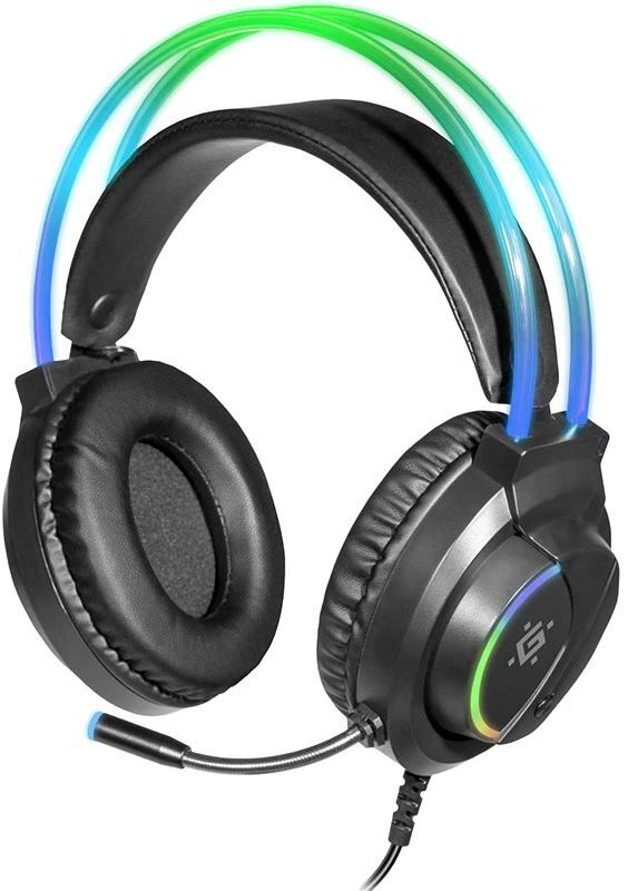 Ігрова гарнітура Defender Flame RGB, провід 2 м, чорна фото