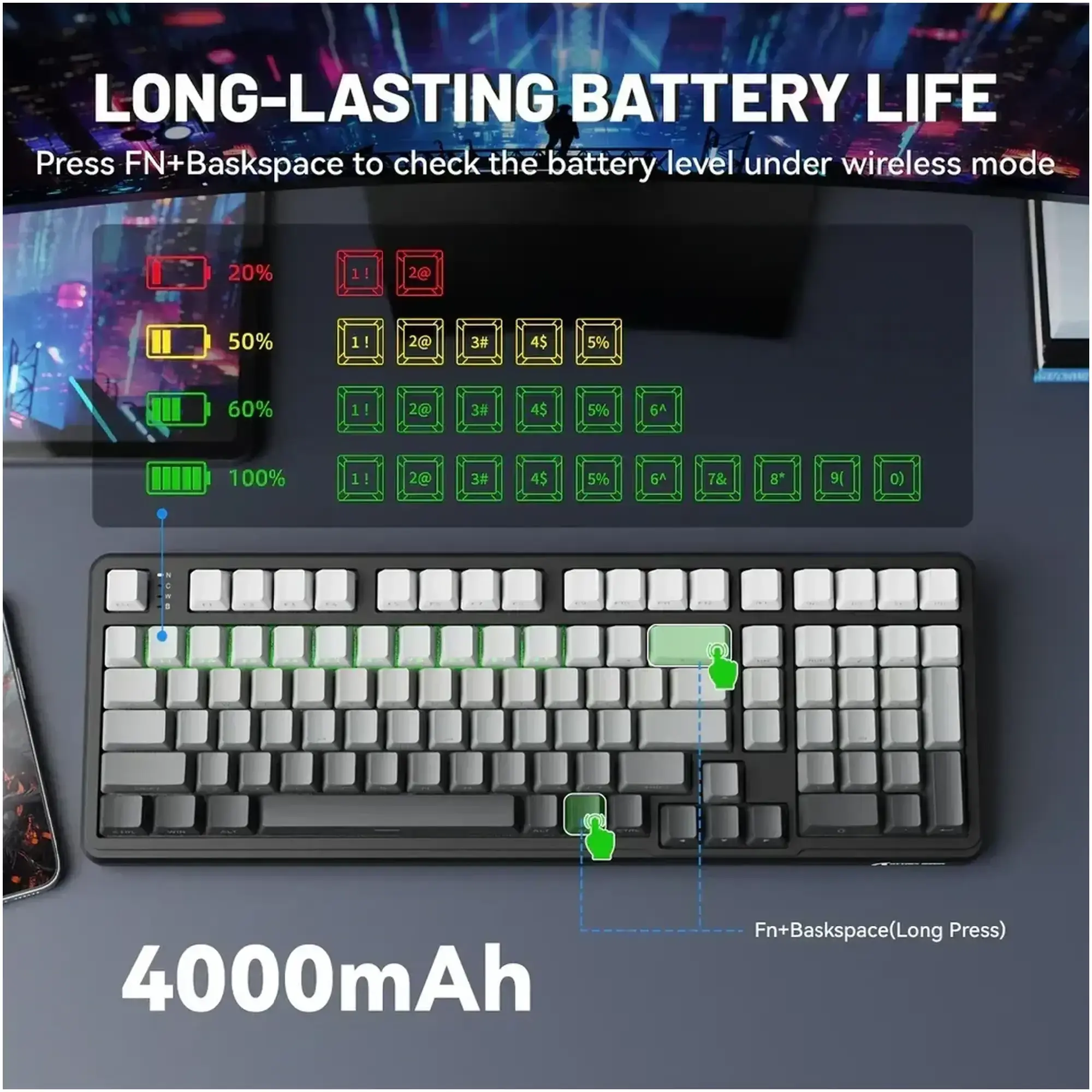 Клавіатура ігрова механічна Attack Shark X98 Moonlight Night фото7