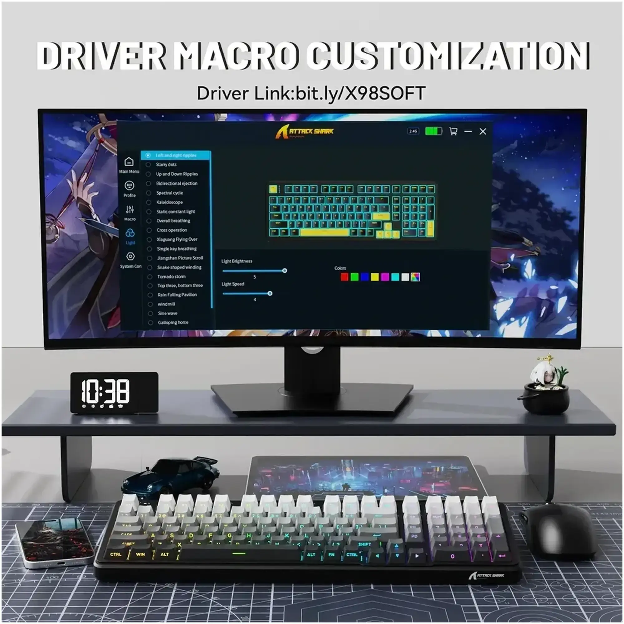 Клавіатура ігрова механічна Attack Shark X98 Moonlight Night фото8