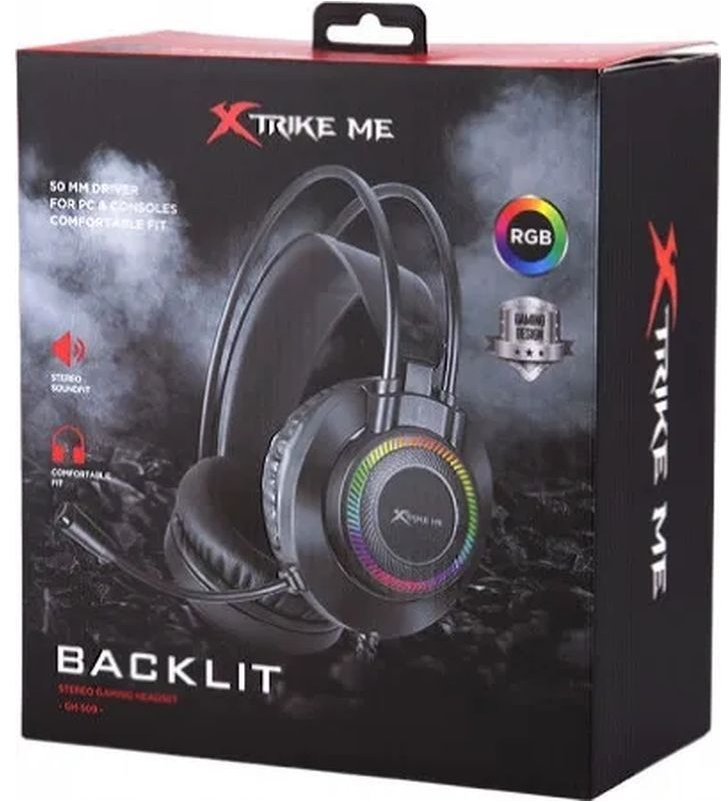 Ігрова гарнітура XTRIKE ME GH-509, USB+3.5мм, 7 режимів RGB, кабель 2м фото