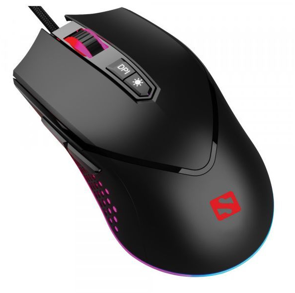 Мишка Sandberg Azazinator Mouse 6400 RGB, ігрова, 6400dpi., 7кн.Huano, чорна фото3