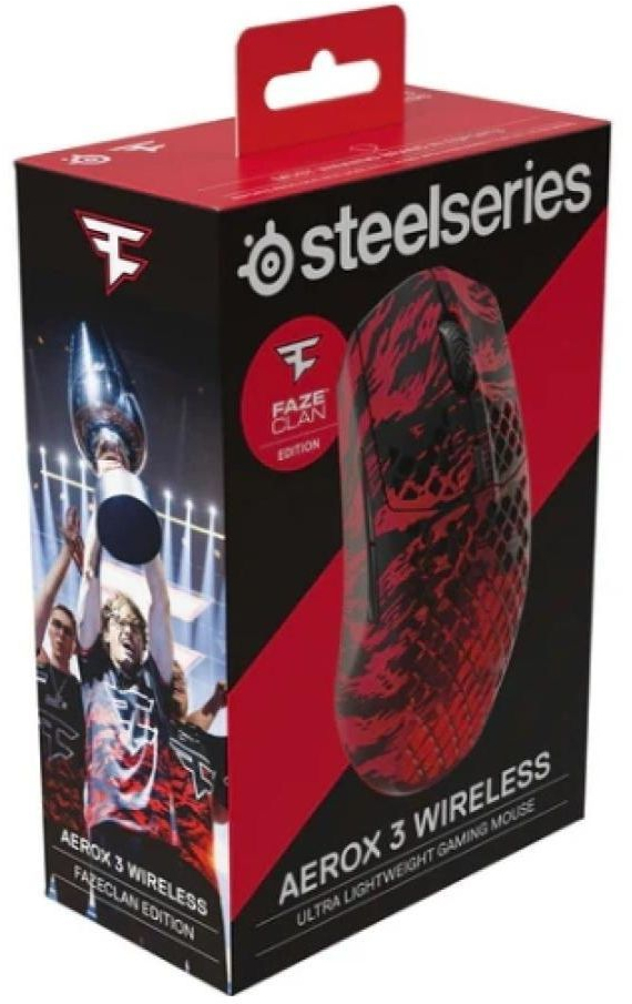 Мишка SteelSeries Aerox 3 Wireless, RGB, 18000dpi., 6кн., Faze Clan Edition фото
