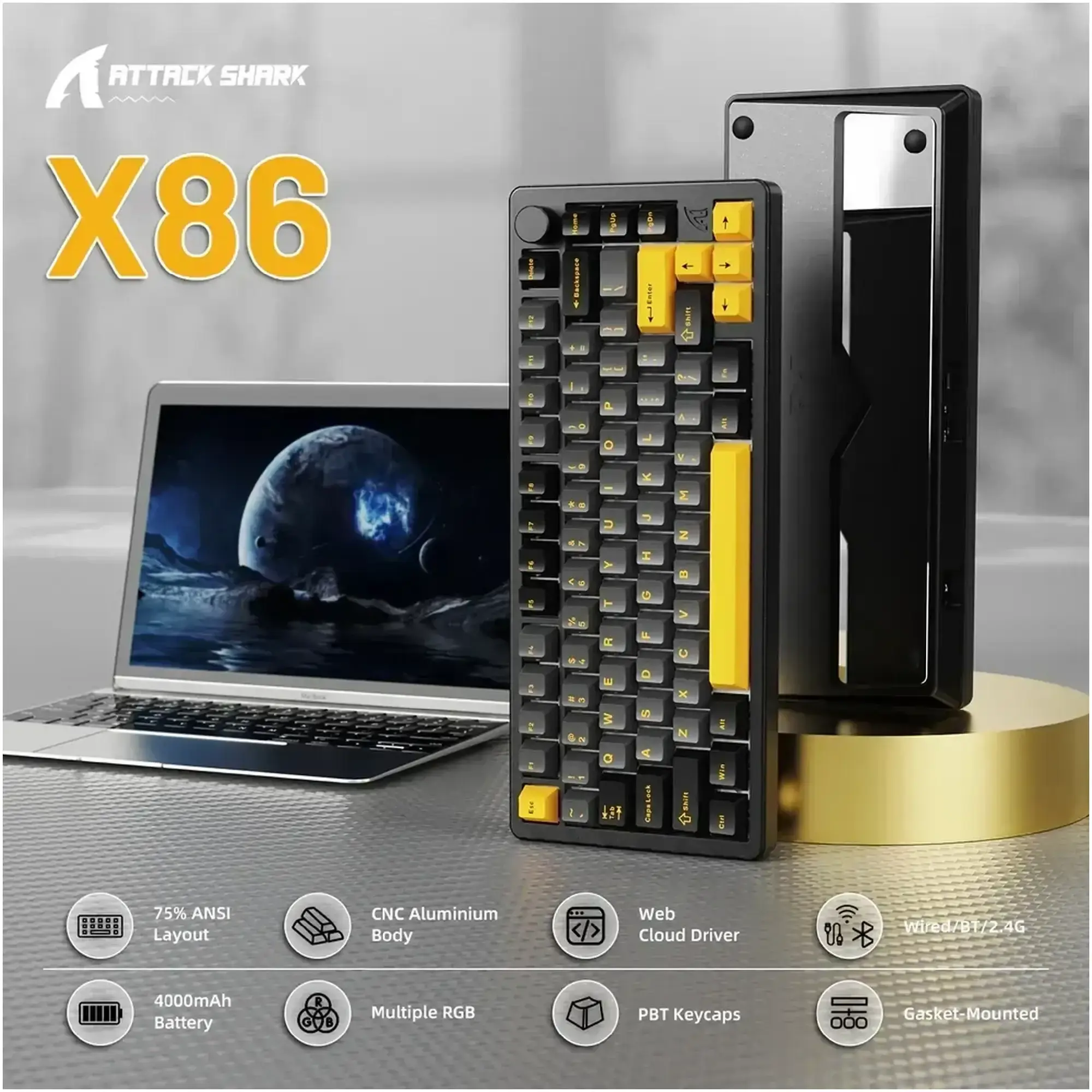 Клавіатура ігрова механічна Attack Shark X86 Star Black фото6