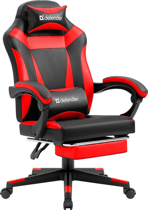 Кресло игровое Defender Cruiser, 50мм, Клас 4, подножка, Black/Red фото