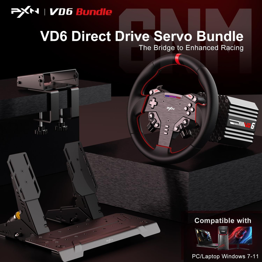 Кермо і педалі PXN VD6 Bundle for PC (PXN-VD6 Bundle EU) фото