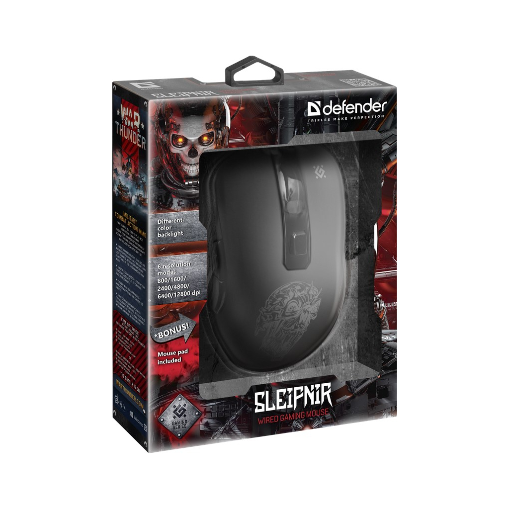 Мышь игровая Defender Sleipnir GM-927 (+коврик), 6кн. 12800dpi. черная фото6