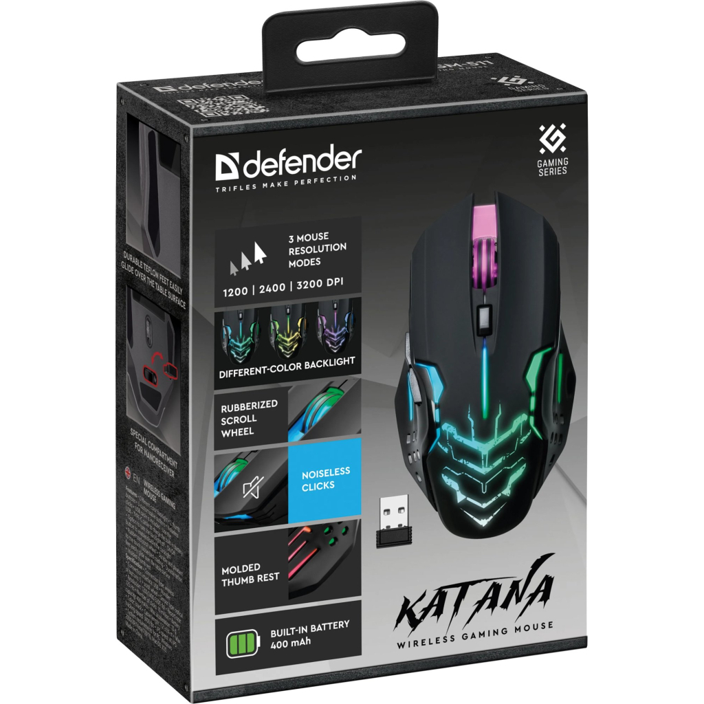 Мышь беспроводная Defender Katana GM-511 черная фото10