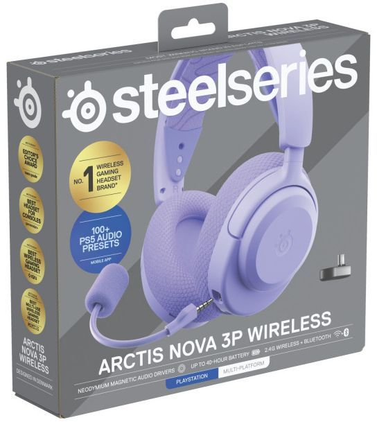 Ігрова гарнітура SteelSeries Arctis Nova 3P Wireless MultiPlatform Lavender фото5