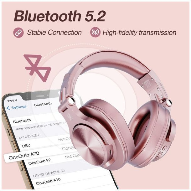 Гарнитура OneOdio Fusion A70, Bluetooth+3,5мм/6,35мм, Rose Gold фото4