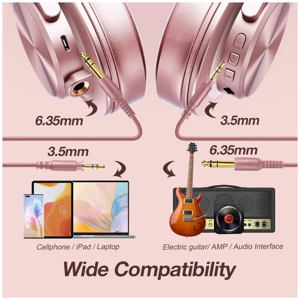 Гарнитура OneOdio Fusion A70, Bluetooth+3,5мм/6,35мм, Rose Gold фото7