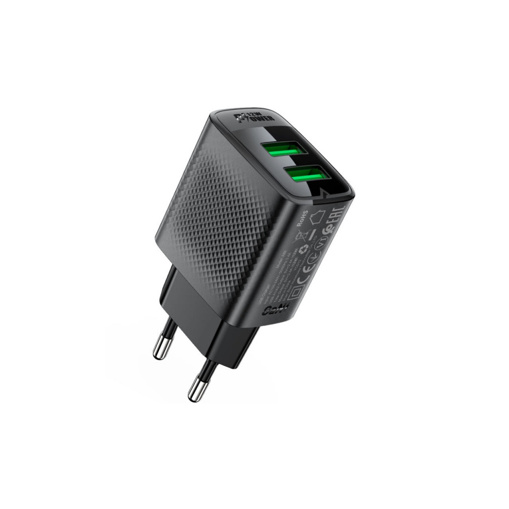Зарядний пристрій Acefast 2xUSB 12W (USB-Ax2) A86 Black (6974316283270) фото3