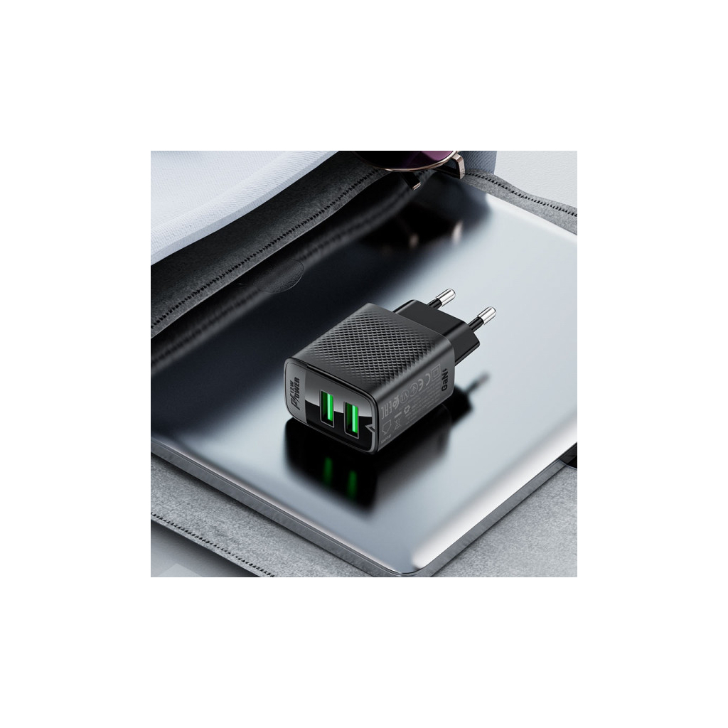 Зарядний пристрій Acefast 2xUSB 12W (USB-Ax2) A86 Black (6974316283270) фото7