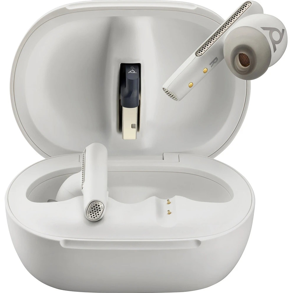 Навушники з мікрофоном Poly TWS Voyager Free 60+ Earbuds + BT700A + TSCHC White фото2