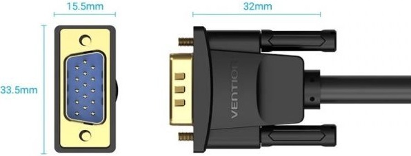 Кабель VGA 15M-15M, 25.0 м, з ферритами, чорний Vention фото3