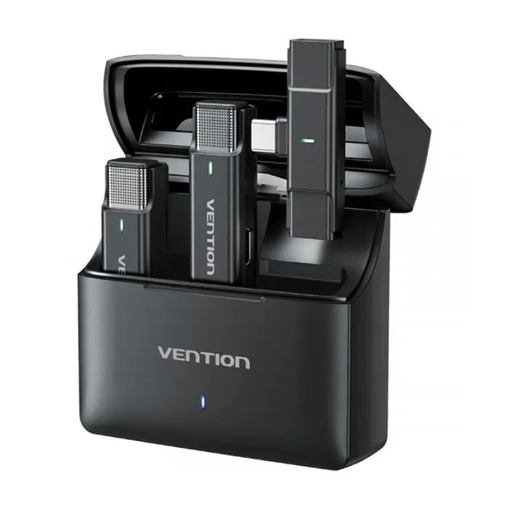 Бездротовий подвійний петличний мікрофон Vention USB-C 2-Pack Wireless Lavalier with Charging Case фото2
