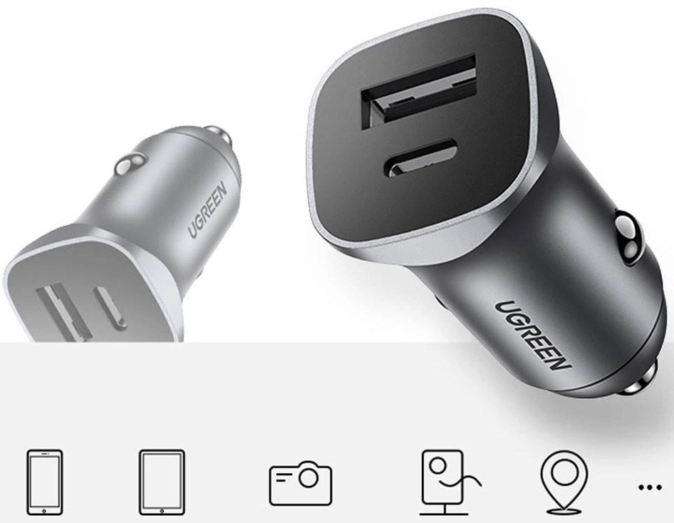 Автозарядка 2xUSB 30W (USB-C + USB-A) CD130 Ugreen фото4