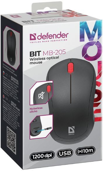 Мишка Defender Bit MB-205 3 кн. 1200 dpi, безшумная, черная фото5