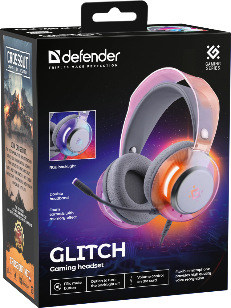 Гарнітура Defender Glitch, USB, RGB, 2м, White фото5