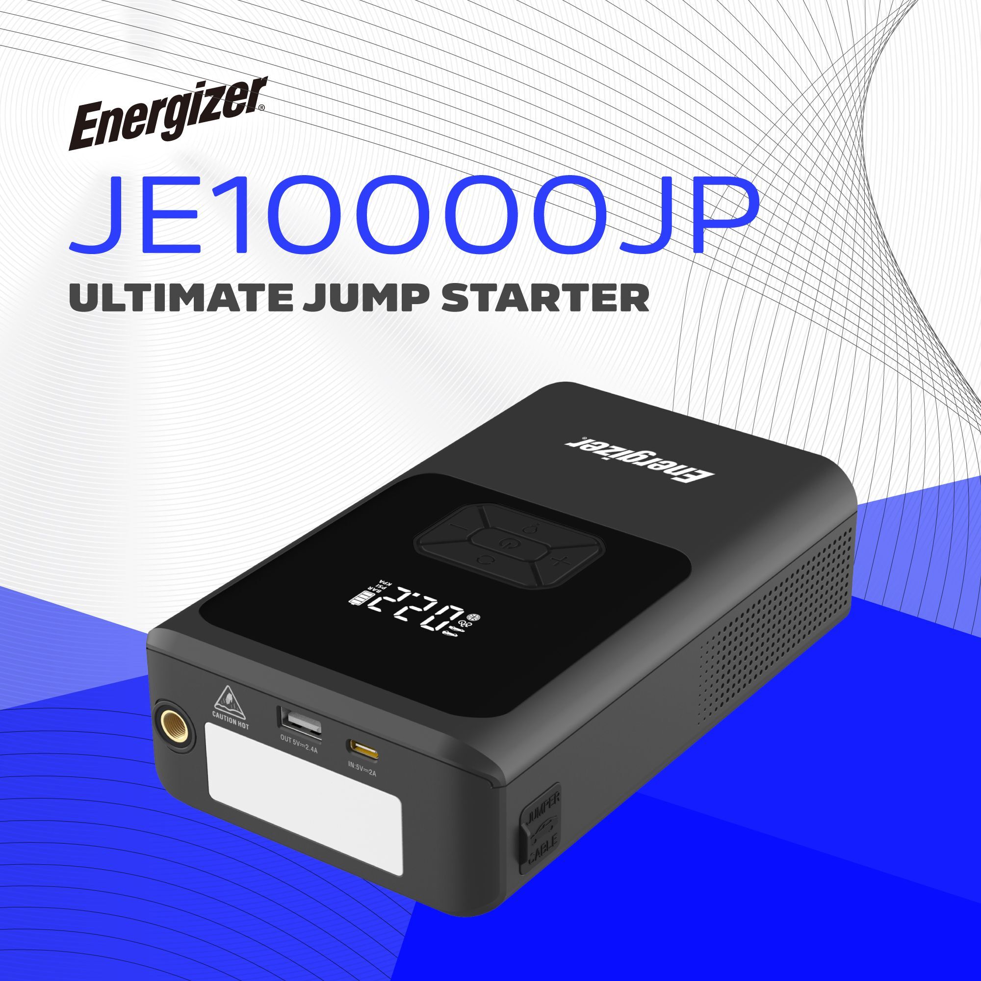 Пускозарядное устройство автомобильное Jump Starter 10000mAh 37W USB-C, USB-A, фонарь 2W Energizer фото2