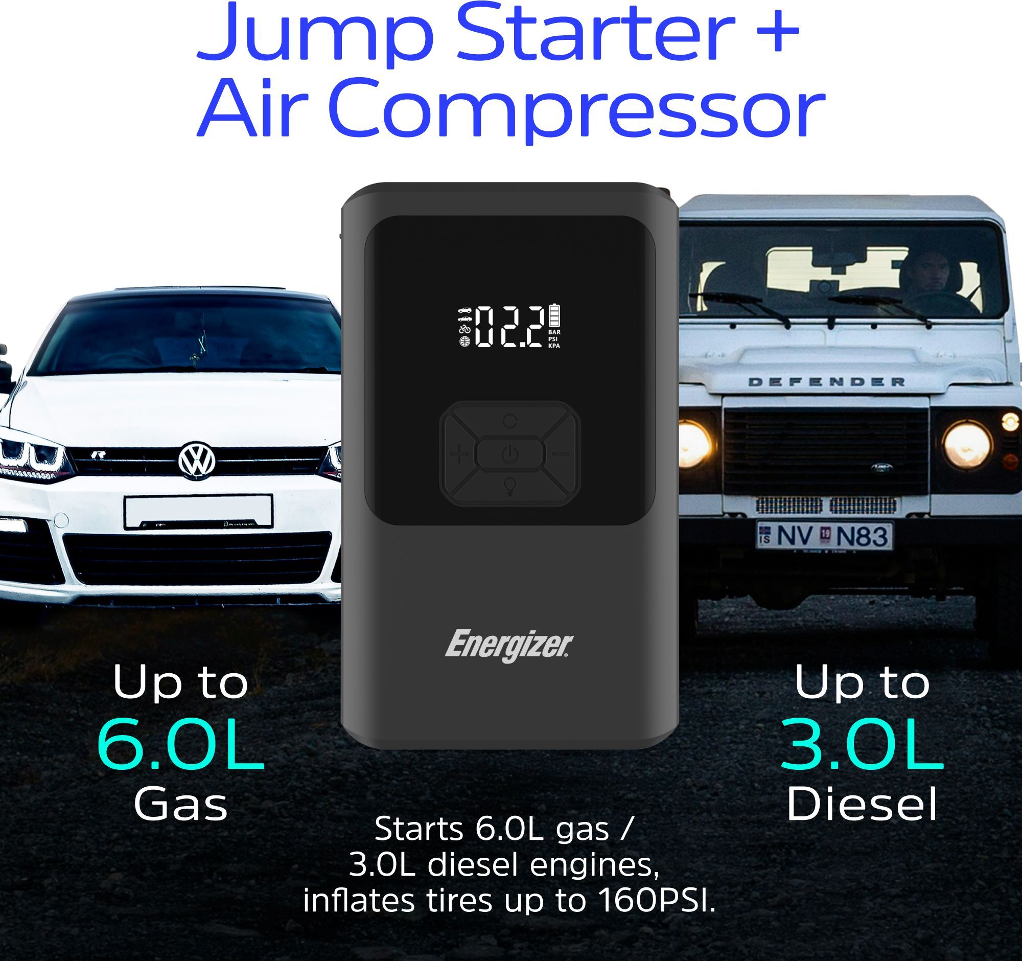 Пускозарядное устройство автомобильное Jump Starter 10000mAh 37W USB-C, USB-A, фонарь 2W Energizer фото3