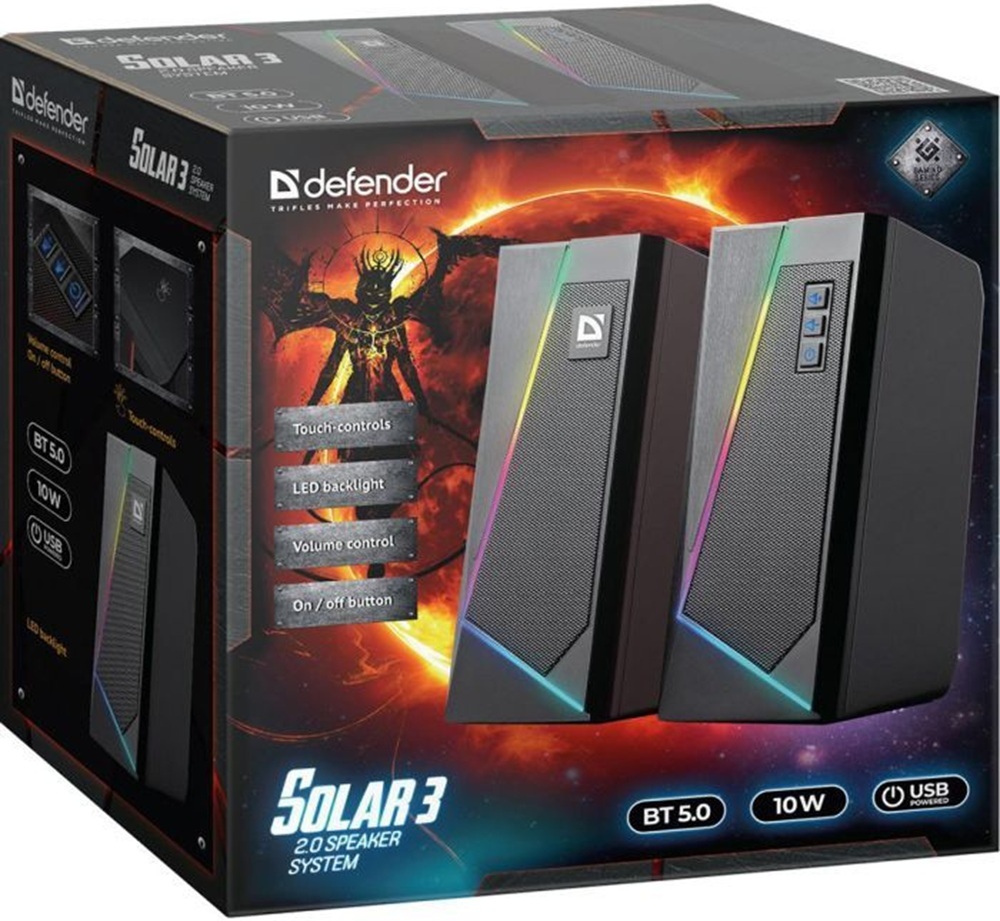 Акустика 2.0 Defender Solar 3 10 Вт, BT/Light USB фото3